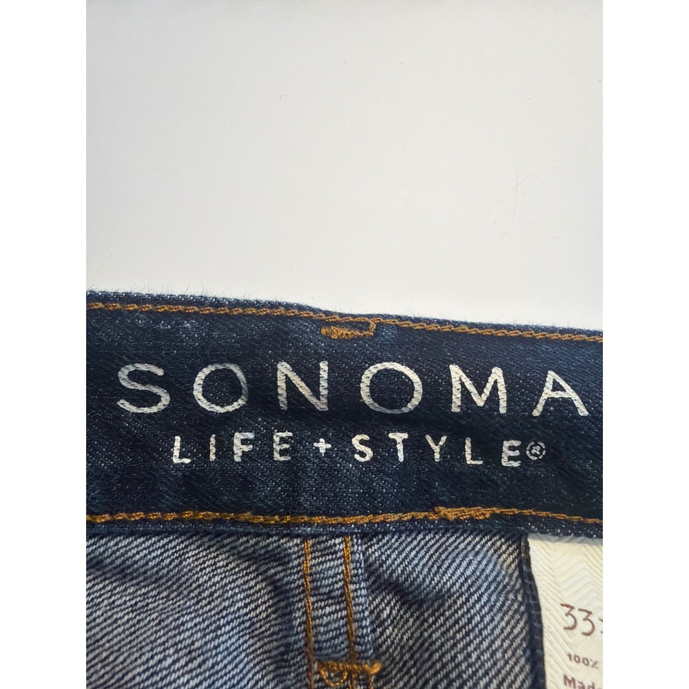 Sonoma Life Style Mens Dark Wash Straight Leg Denim Jeans 33x30 Indigo Cotton - Picture 4 of 9